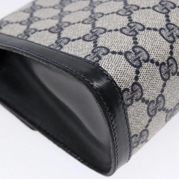 GUCCI GG Supreme Sherry Line Clutch Bag PVC Navy Gold 67 014 3087 Auth 140986 - Picture 4 of 15